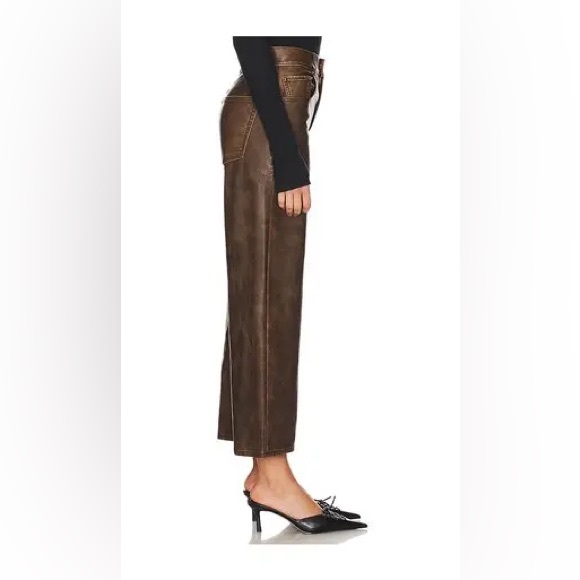 FREE PEOPLE WE THE FREE MISHA VEGAN PANTS FAUX LEATHER SIZE 30 IN BROWN - Picture 6 of 16